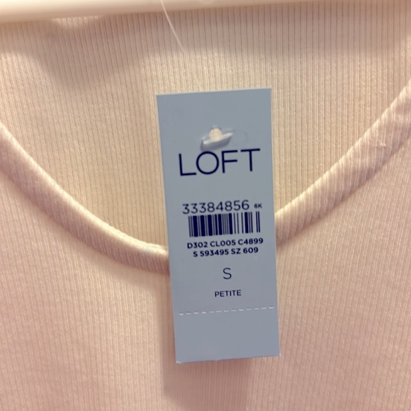 NWT Loft Flutter Sleeve ribbed cream blouse -size SP - Picture 3 of 3